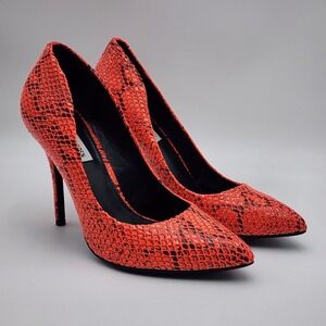Steve Madden Galery Neon Orange Snakeskin‎ Women's Heels Size 9M Shoes